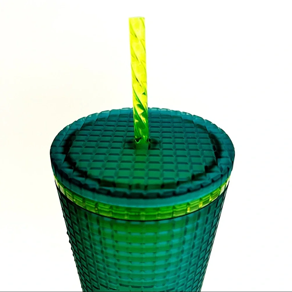 Starbucks Tumbler Studded Jelly Green Venti Travel Cold Cup Lime Green Straw